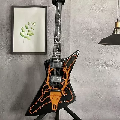 Black Elk Skull Electric Guitar Solid Black Fretboard Mahogany Neck HH Pickups • $251