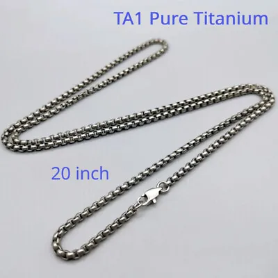 Pure Titanium Box Chain Necklace 3mm Men Unisex NO Allergic Skin Care Health 20  • $24.92