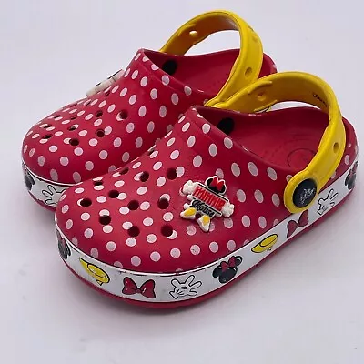 Crocs Toddler Girl’s Size 10 C10 Disney Minnie Mouse Red Polka Dot Clogs Lights • $17.99