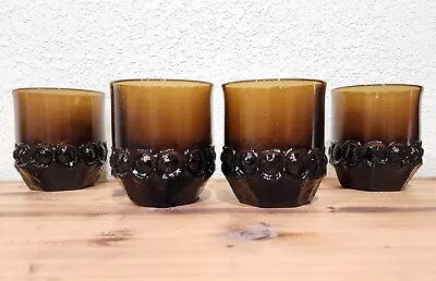 FRANCISCAN TIFFIN MADEIRA Vintage MCM Rocks Glasses 4pc Heavy Brown EXC COND  • $24.99