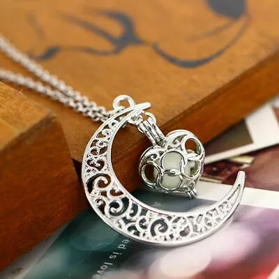 925 Sterling Silver I Love You To The Moon Glow In The Dark Locket Necklace • $15.74