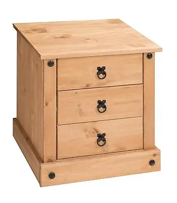 Corona Bedside Cabinet 3 Drawer Budget Chest Table Mexican Pine By Mercers • £45.99