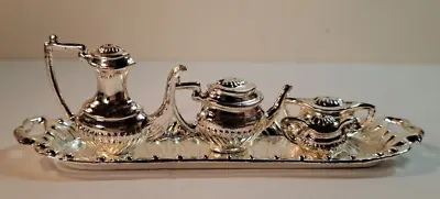 Miniature Silver Coffee Decorative Dollhouse Tea Set • $19.99