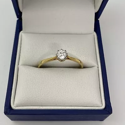 Lovely 18ct Gold & Diamond Solitaire Ring.  Size U.  0.25 Carats • £235