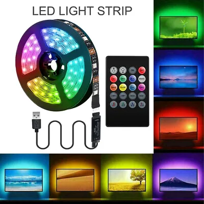 LED Strip Lights 5050 RGB Colour Changing Tape Under Cabinet Kitchen TV USB UK • £10.59