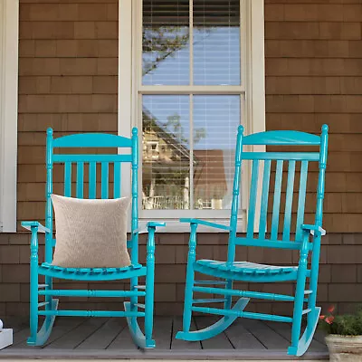 CLARFEY Set Of 2 Patio Rocking Chair High Back Rocker Porch Balcony Deck Beach • $259.99