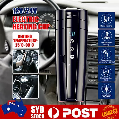 $36.59 • Buy 12V Car Smart Travel Mug LCD Electric Kettle Temperature Control Heating Cup AU