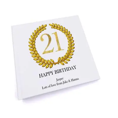 Personalised 21st Birthday Gift For Him Photo Album Gold Wreath Design UV-720 • £15.49