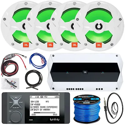 Infinity R3000 Bluetooth Radio 4x 6.5  White LED Speaker 4CH Amp Install Kit • $663.49