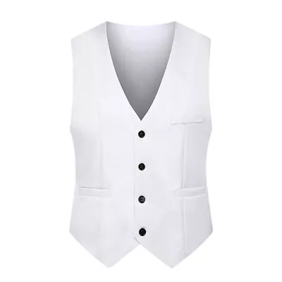 Mens Waistcoat Sleeveless Suit Vest Men Office Lightweight V Neck Business Vests • $24.99