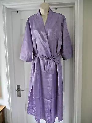 Long Designer Robe Waites Lilac Jacquard Satin Dressing Gown Size M UK 12-14 • £20