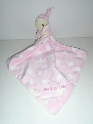 Mothercare Pink Bedtime Bear Comforter Soother Baby Soft Toy Stars Vgc • £12.99