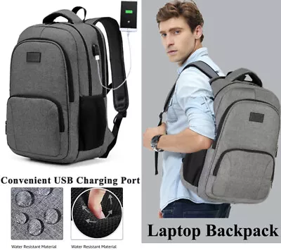 School Bags Travel Laptop Backpack 15.6 Inch Large Office USB Charging Port IPad • $97.78