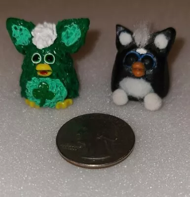  Green And Black Clay Furbys Dollhouse/Barbie Miniature Lot Of 2 • $12