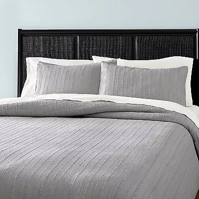 3pc Full/Queen Washed Loop Stripe Duvet Cover Bedding Set Gray - Hearth & Hand • $26.99