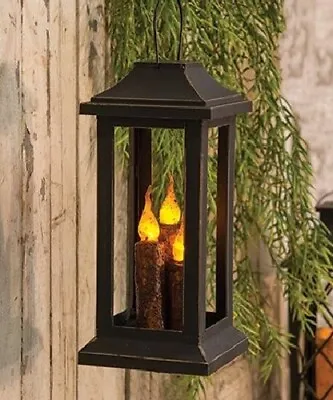 New Primitive Farmhouse BATTERY OPERATED LANTERN Grungy Mustard Candle Lamp • $19.95