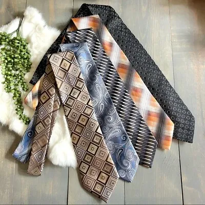 Van Heusen Tie Necktie Bundle Lot Of 5 Stripes Paisley Geometric Plaid Polka Dot • $27.22