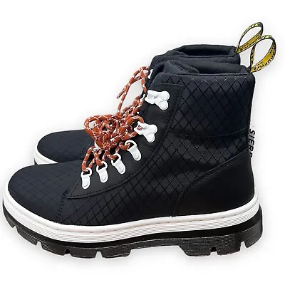 Dr. Martens Combs Tech Boots Womens 10 L Black Ripstop Chunky D-Rings Hiking • $103.50