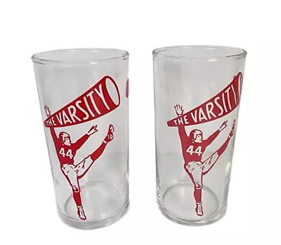 The Varsity Vintage Clear Drinking Glasses (2) Atlanta RED VERSION Football #44 • $49.99