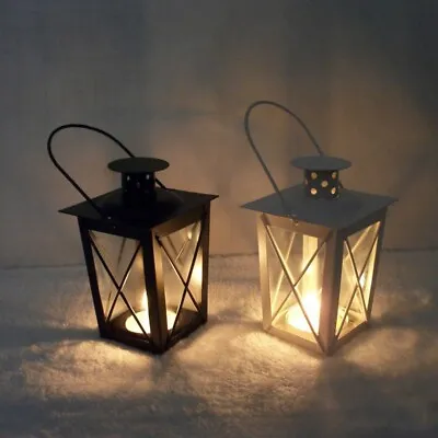 Metal Frame Hanging Lantern Candle Light Lamp Holder Tabletop Wedding Decor • £9.58