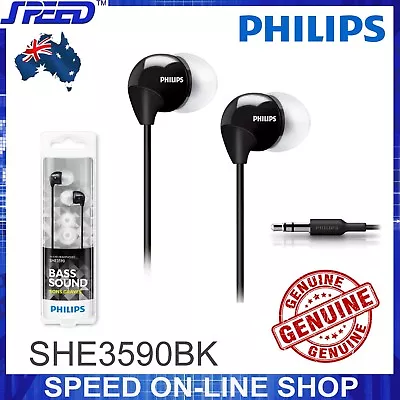 PHILIPS SHE3590BK Headphones Earphones - Extra Bass - BLACK Color - GENUINE  • $32.95