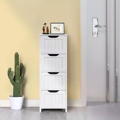 $45.90 • Buy Floor Bathroom Cabinet 4 Drawers Dresser Chest Drawer Bedroom Storage Organizer