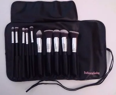 Professional Black 10pcs Kabuki Brush Set With Brush Case Roll. • $20