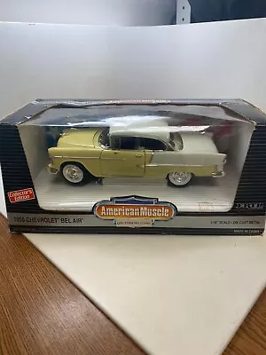 1955 Yellow Chevrolet Bel Air Hard Top 1:18 ERTL American Muscle SHIPS FREE! • $56.95