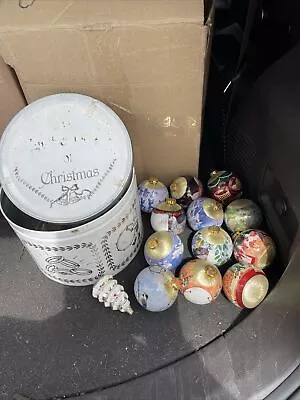 Vintage Rauch 12 Days Of Christmas Tin Box With All 12 Ornaments 3.5  Balls • $14.99