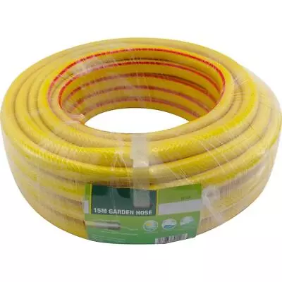 15M Anti Kink Reinforced Yellow Garden Hose Water Pipe Outdoor Hosepipe  • £11.95