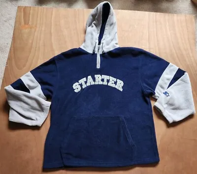 Vintage Starter Spellout Fleece Quarter Zip Hooded Pullover Men's Medium • $22.50