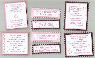 4 IT'S A GIRL Birth New Baby Greeting Card Craft Verse Toppers W/WO Sentiments • £1.89