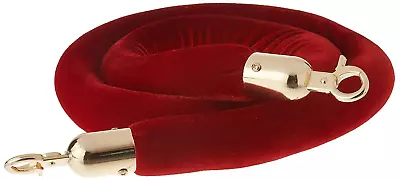 4.5 Foot Red Velvet Rope - 1.5 Thick Crowd Control Rope Barrier With Polished Me • $26.16