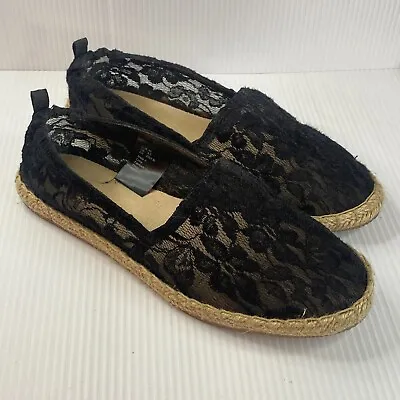 H&M Women Shoes Black Lace Espadrille Size 8.5 Flats • $9.99