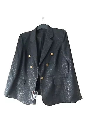 BNWT Joanna Hope SIZE 24 Black Jaquard Effect Lined Buttoned Jacket • £25