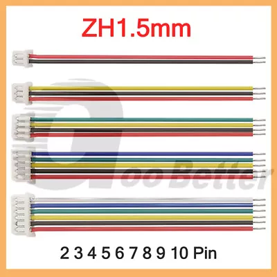 JST- ZH1.5mm Pitch Female Piug Connector Cable Wire 2/3/4/5/6/7/8/9/10 Pin • $2.35