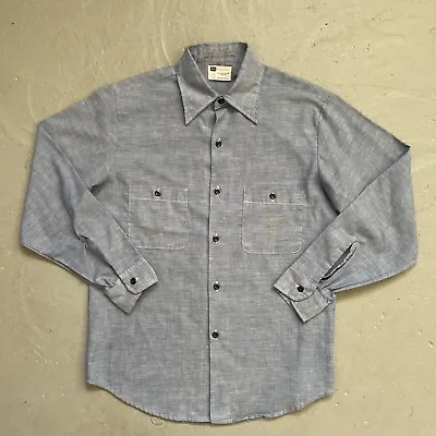 Vintage Sears Selvedge Chambray Embroidered Stencil Work Ranch Shirt M • $53.99