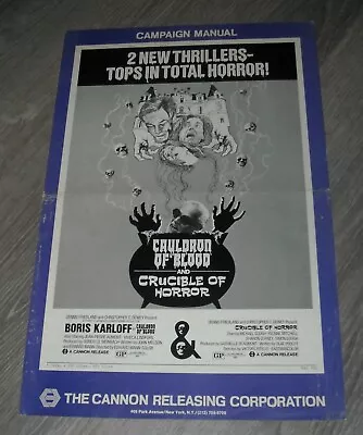 CAULDRON Of BLOOD & CRUCIBLE Of HORROR DOUBLE FEAT PROMO MOVIE PRESSBOOK KARLOFF • $9.99