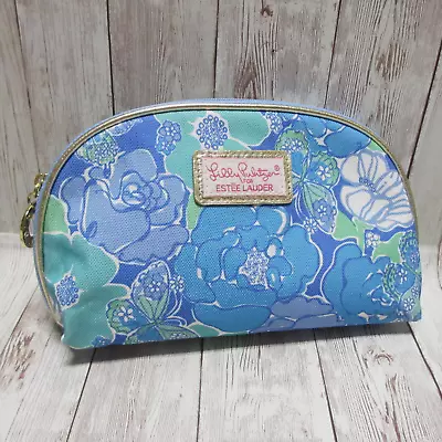 Lilly Pulitzer X Estee Lauder Makeup Bag Cosmetic Case Zip Around Blue Floral • $19.88