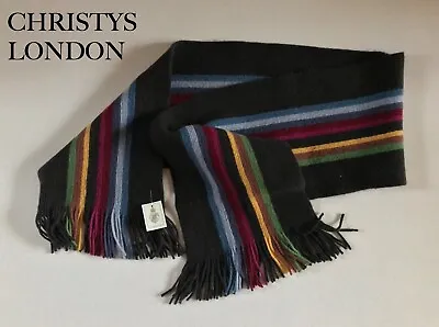 £24 • Buy Christys London 100% Lambswool Muti Coloured Stripe Scarf University / College 