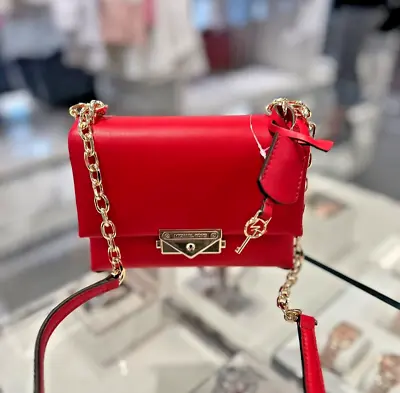 Michael Kors Cece Small Faux Leather Flap Pocket Crossbody Bag In Bright Red • $73.50