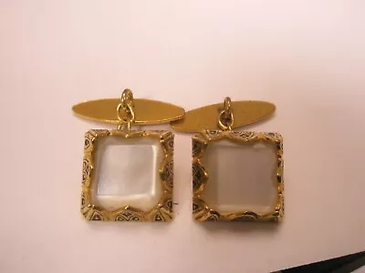 Mother Of Pearl Damascene Double Sided Vintage Victor/Edwardian Cuff Links D143 • $32.49