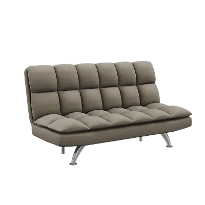 Padded 3 Seater Sofa Bed Cube Design Living Room Suite Fabric New Foam Wood Legs • £285.98