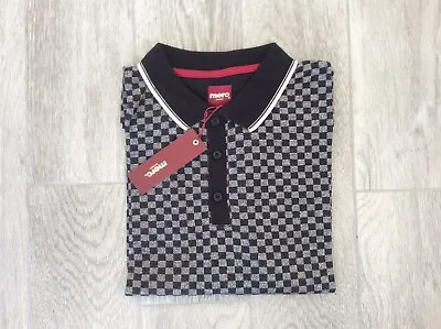 £35 • Buy Mens Merc London Retro Cotton Checker Polo Shirt Black Size Xl = Good 42 Chest