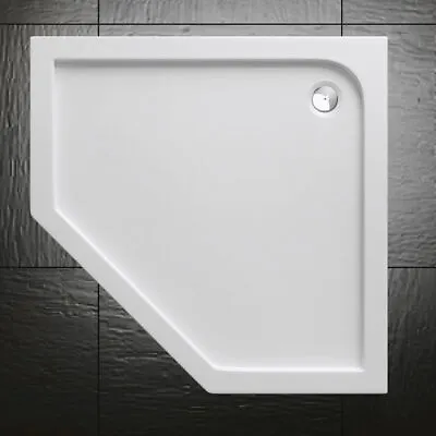 £102.89 • Buy Bathroom Shower Tray Acrylic Resin Gloss White Pentagon Slimline 900x900x40mm