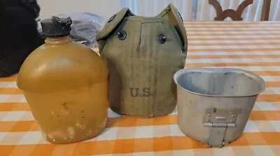 Original U.S. WWII 1943 Experimental Ethocellulose Plastic Canteen Set • $56