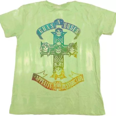 Guns N Roses 'Use Your Illusion Tour Gradient' Green Dye Wash T Shirt - NEW • £15.49