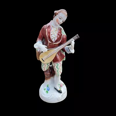 Vintage Moriyama 8.5  Victorian Man W/ Lyre Porcelain Figure Occupied Japan • $14.99