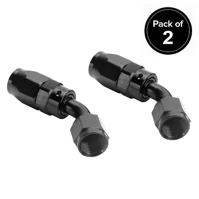 2Pc Universal 45 Degree 45° Swivel Hose End Fitting Adaptor AN6 -6AN 6AN Black • $8.99