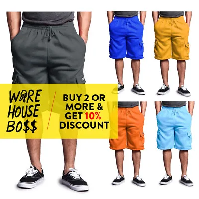 Dreamusa Mens Plain Cargo Shorts 5 Pocket Heavyweight Casual Fleece Shorts • $25.95